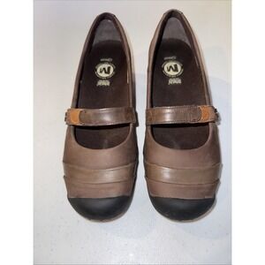 Merrell Shoes Womens Sz 7.5 Eden MJ Mary Jane Multi Brown Ortholite Low Wedge